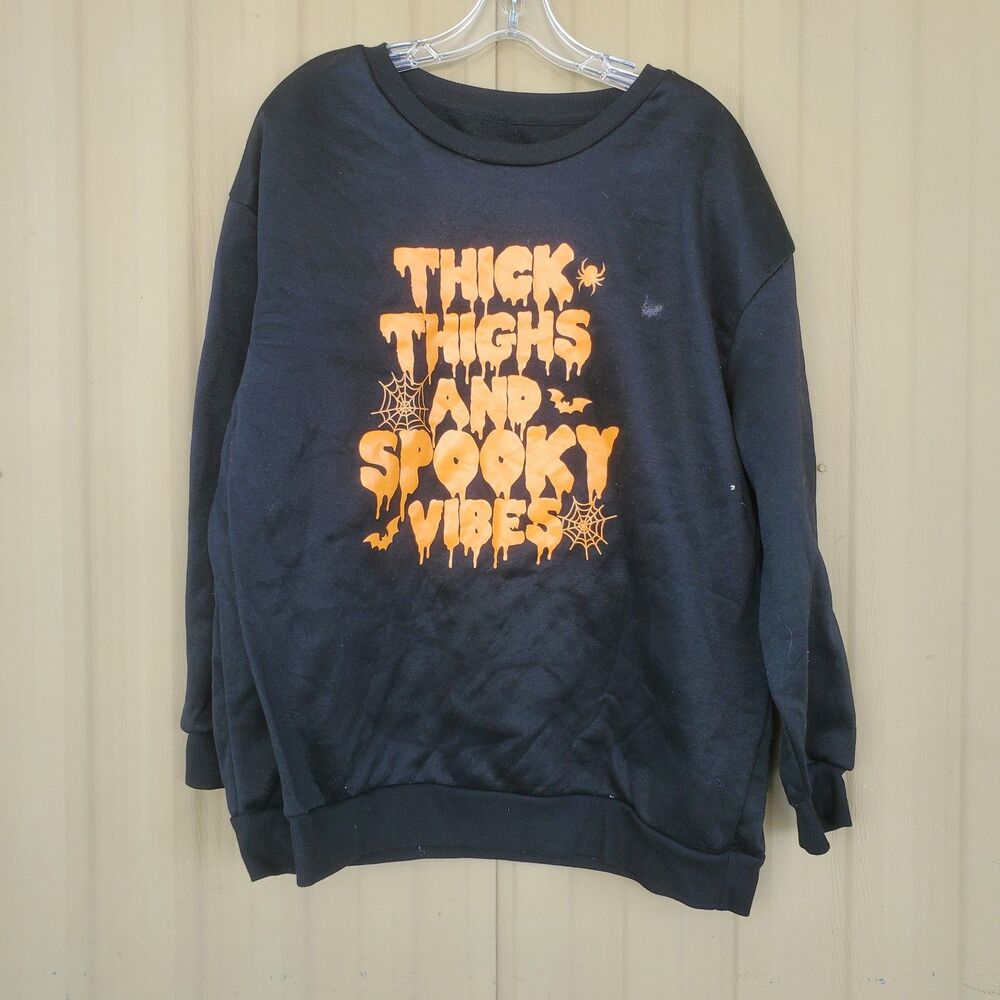 Shein Thick Thighs and Spooky Vibes Black Sweatshirt